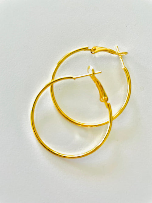 18K Gold Plated 35mm Hoop Earrings