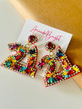 Amanda Bright Designs 21st birthday beaded earrings colorful