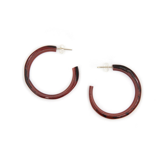 Alicia Earrings-Burgundy-Tagua by Soraya Cedeno
