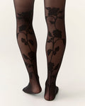 Back Flower Contour Shaping Tights in Black