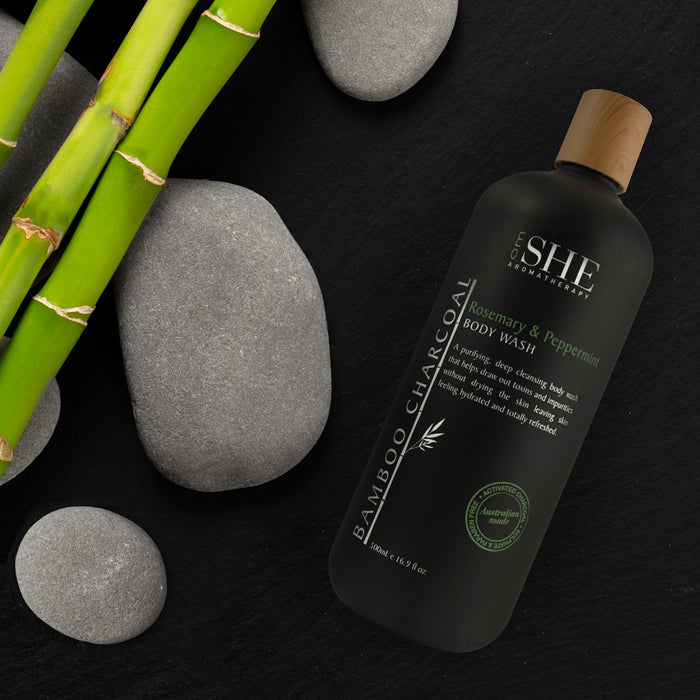 Bamboo Charcoal Body Wash - Rosemary & Peppermint