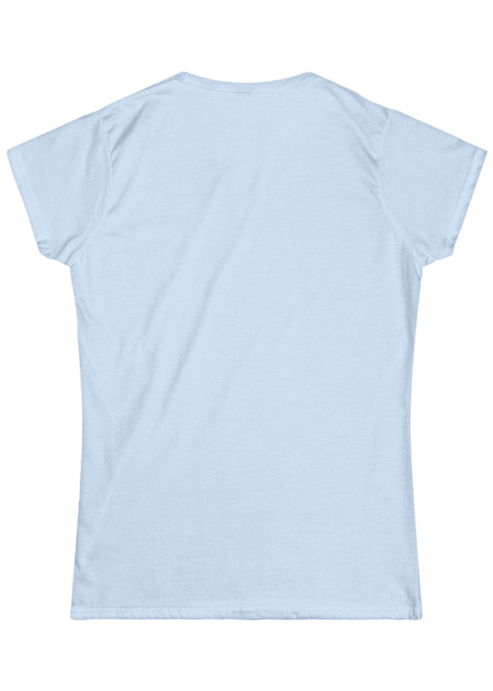 light blue t-shirt back of women's soft style tee