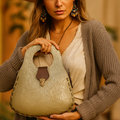 Blossom Tote in Metallic Avocado Green