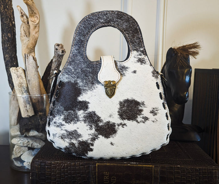 Blossom Tote in Speckled Cowhide and Woven Leather - Sobék