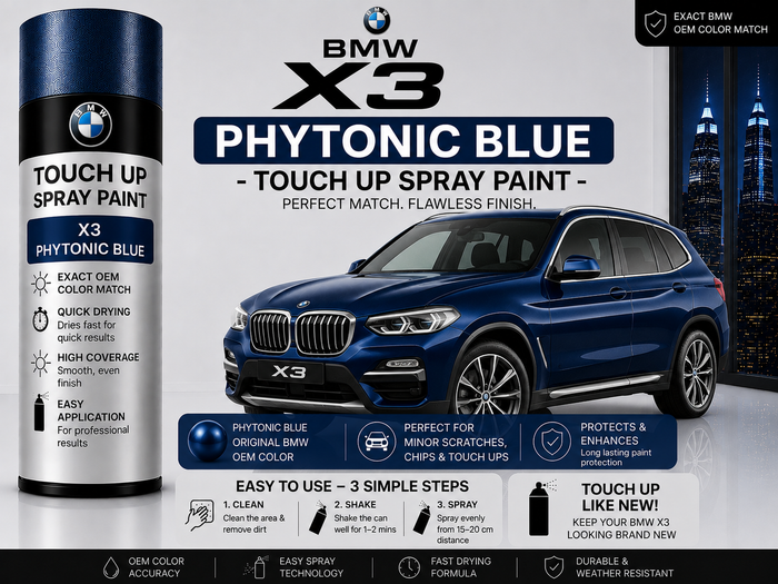 BMW X3 Phytonic Blue Touch Up Spray Paint – OEM Color Match | LIHA Aerosols 500ml
