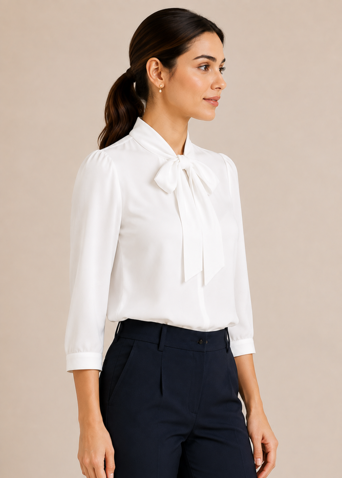 Flurr Tie Neck Top right side view
