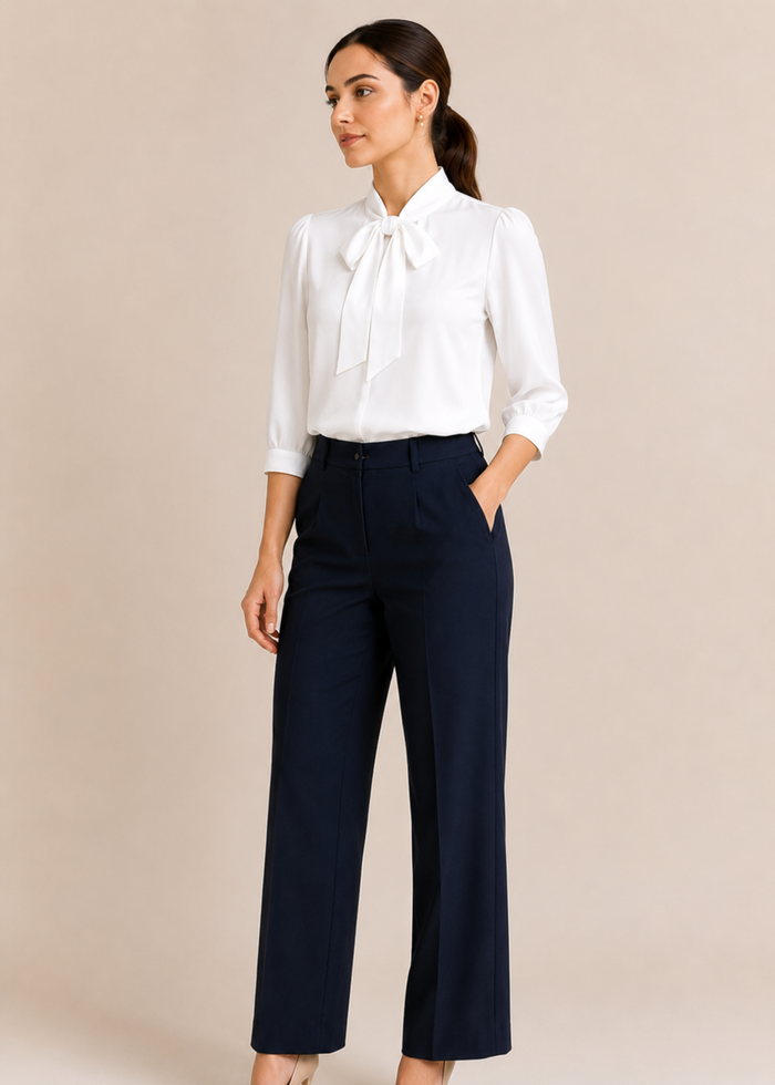 Flurr Tie Neck Top front full length view