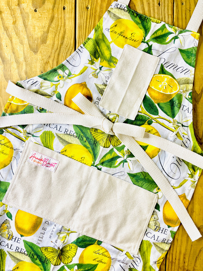 Amanda Bright Designs Botanical Lemons Kitchen Apron