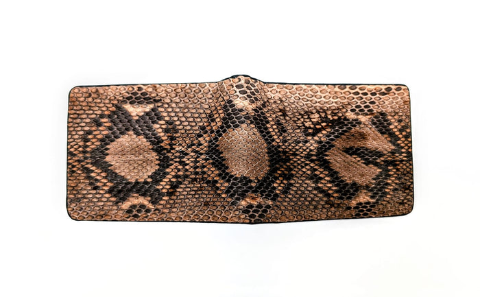Caffe Mocha  Snakeskin Leather Western Wallet, Bifold Wallet, 6 card slot, Handmade Western Wallet, Cowboy Wallet