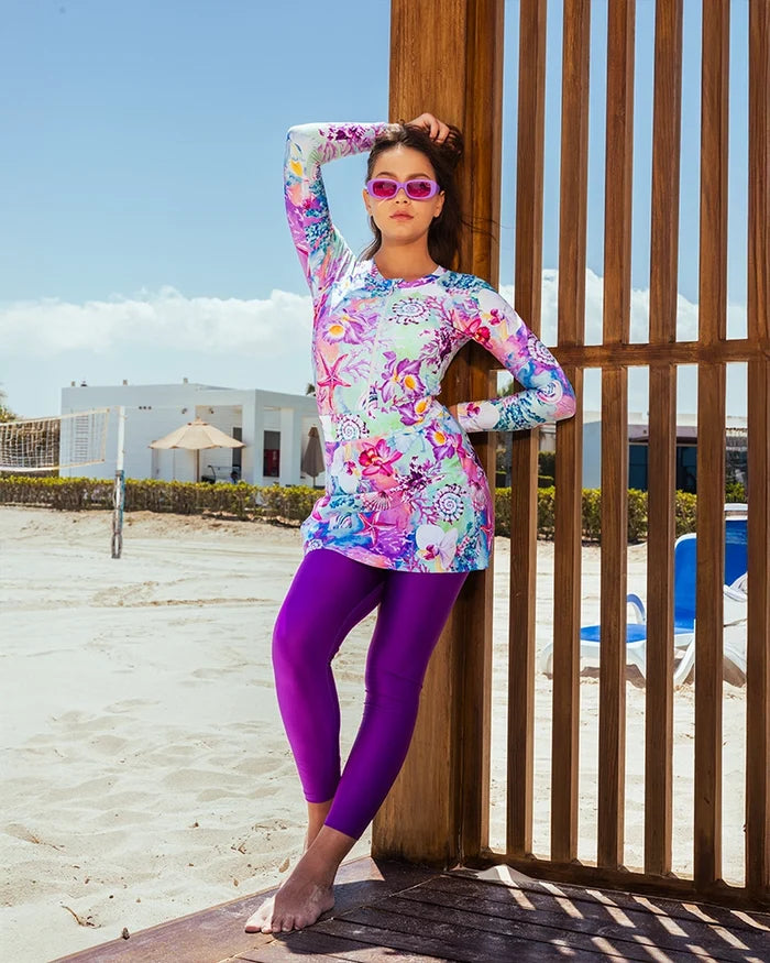 shiny purple burkini