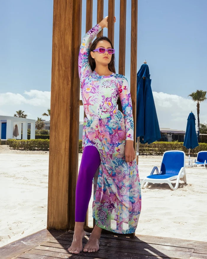 shiny purple burkini