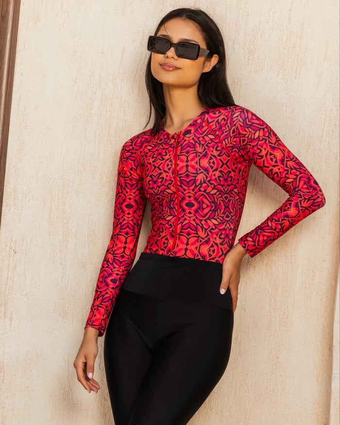 red Printed Burkini