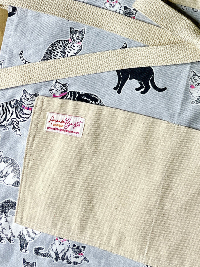 Amanda Bright Designs Carmen Cats Apron Black striped calico white persian russian blue tabby lovers