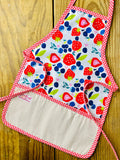 Amanda Bright Designs children’s summer apron berries galore strawberries blueberries red gingham trim