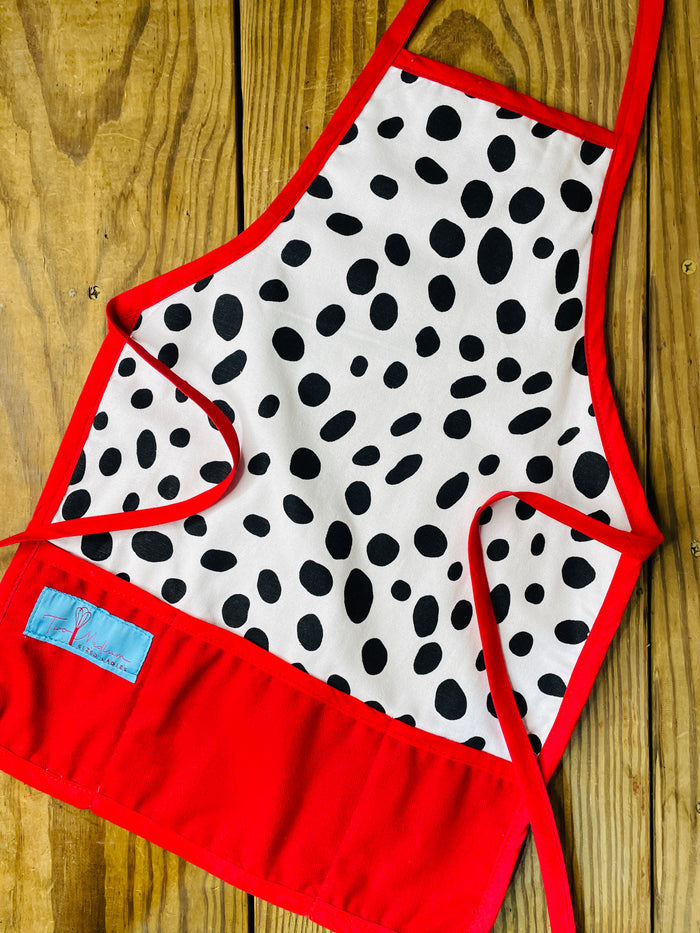 Amanda Bright Designs childrens dalmatian print apron dog lovers firehouse dog animal lover for bake time play time