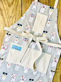 Amanda Bright Designs Coco Apron Little white dog fanatic lover groomer dress up sunglasses hair bow neckties apron