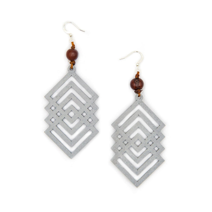 Cotocachi Earrings-Diamond/Charcoal-Tagua by Soraya Cedeno