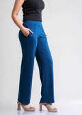Flurr Women's Blue Cotton Wide Leg Trousers - Comfortable Work & Casual Wear