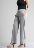 Flurr Women's Light Grey Cotton Wide Leg Trousers - Comfortable Work & Casual Wear