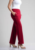 Flurr Women's Red Cotton Wide Leg Trousers - Comfortable Work & Casual Wear