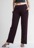Flurr Women's Wine Cotton Wide Leg Trousers - Comfortable Work & Casual Wear