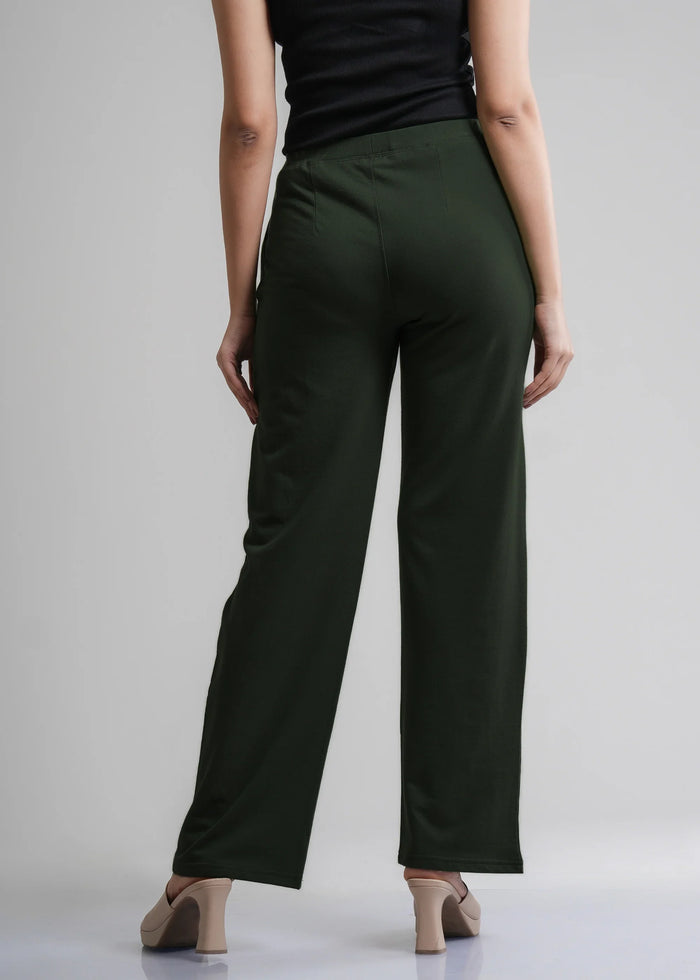 Cotton Pintuck Wide Flared Trousers