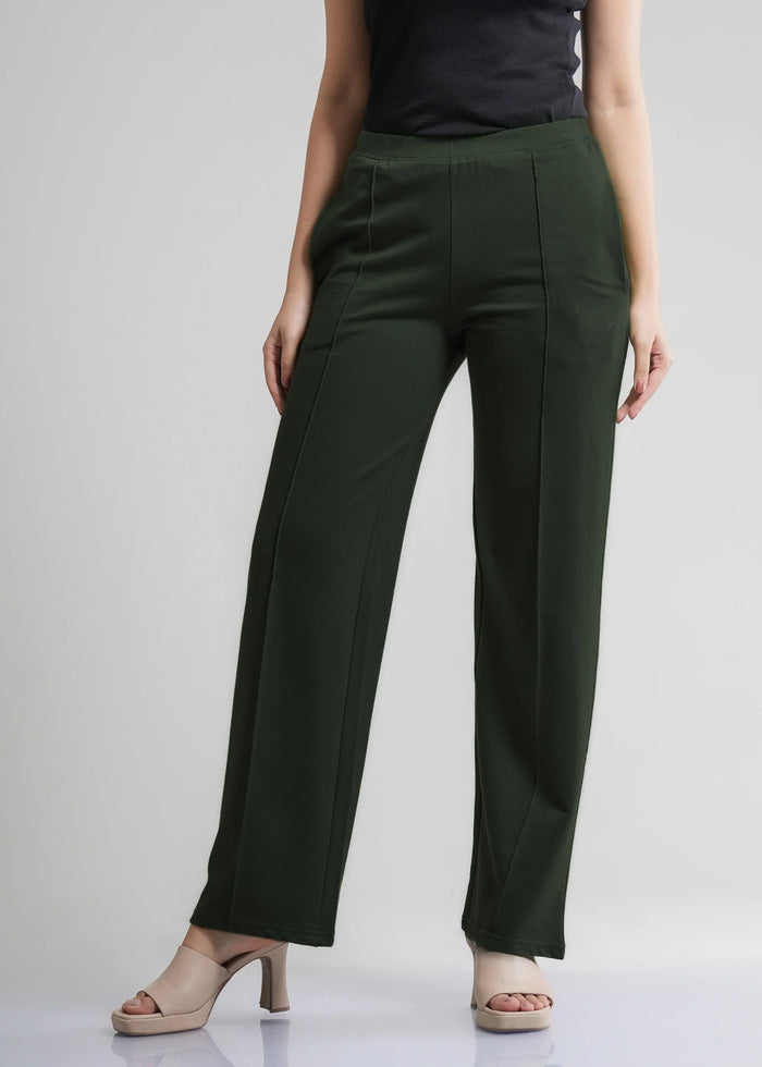 Cotton Pintuck Wide Flared Trousers