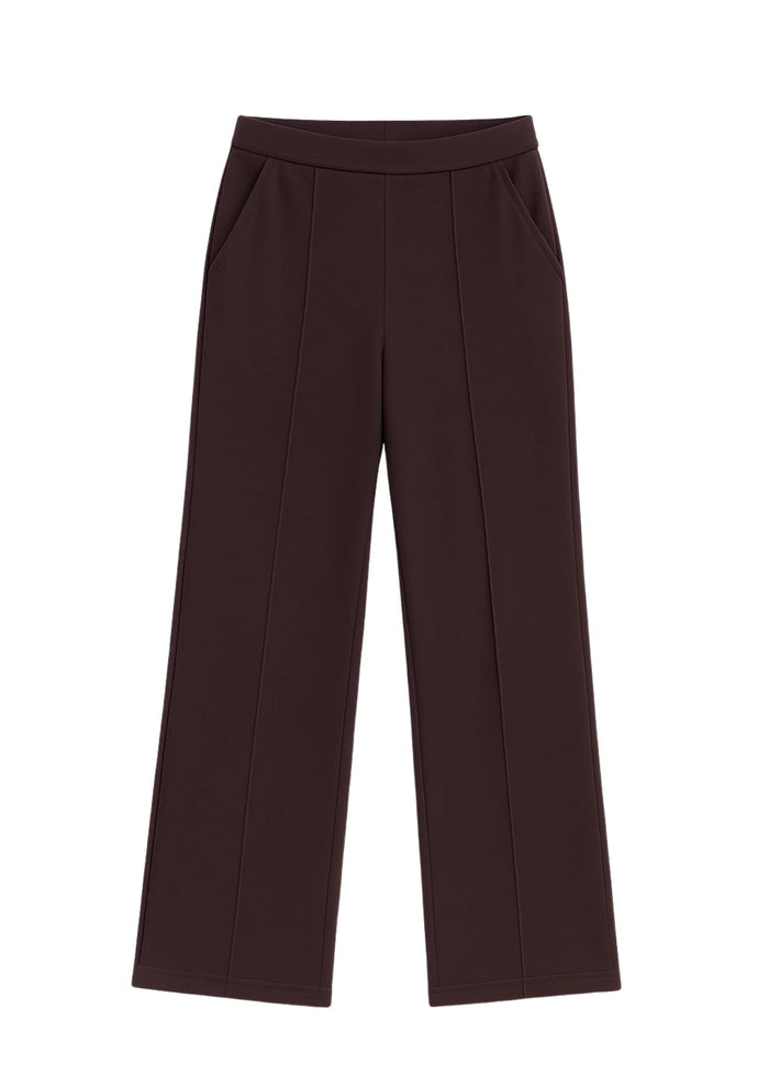 Flurr Women's Brown Cotton Wide Leg Trousers - Comfortable Work & Casual Wear