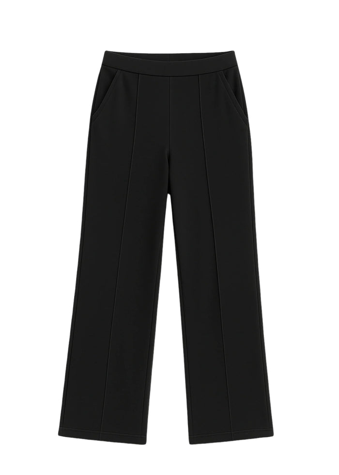 Flurr Women's Black Cotton Wide Leg Trousers - Comfortable Work & Casual Wear