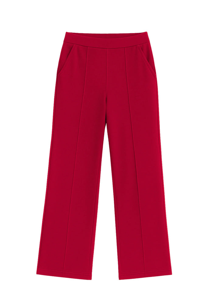 Flurr Women's Red Cotton Wide Leg Trousers - Comfortable Work & Casual Wear