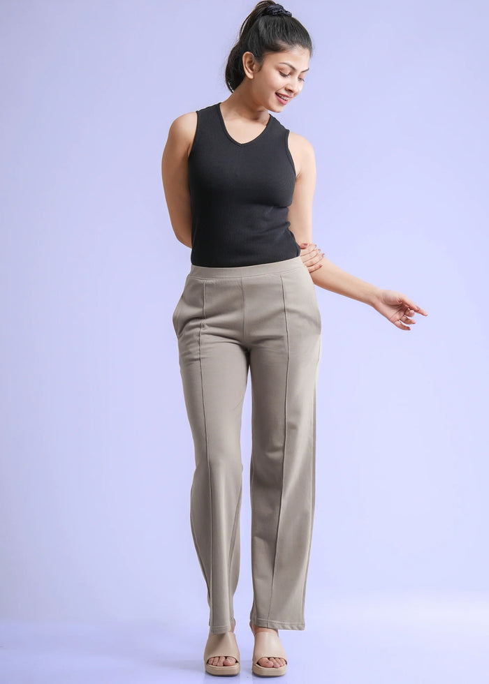 Cotton Pintuck Wide Flared Trousers