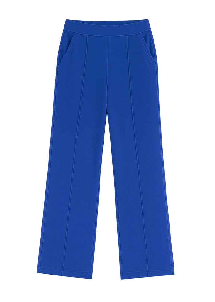 Cotton Pintuck Wide Flared Trousers