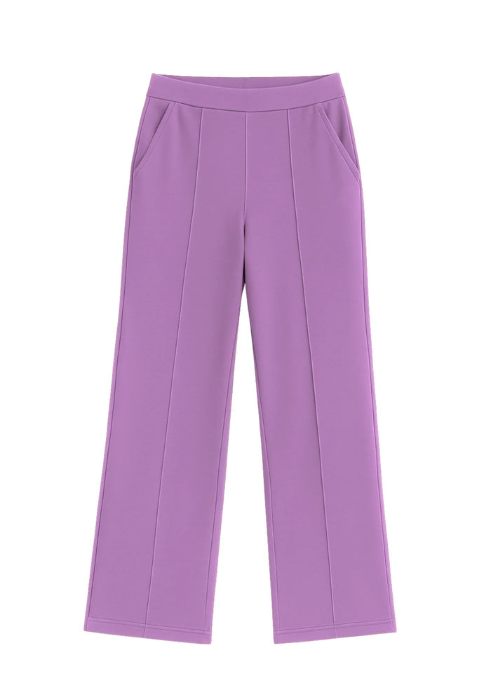 Purple Cotton Wide Flared All-Day Trousers for Women – Comfortable Work & Casual Wear