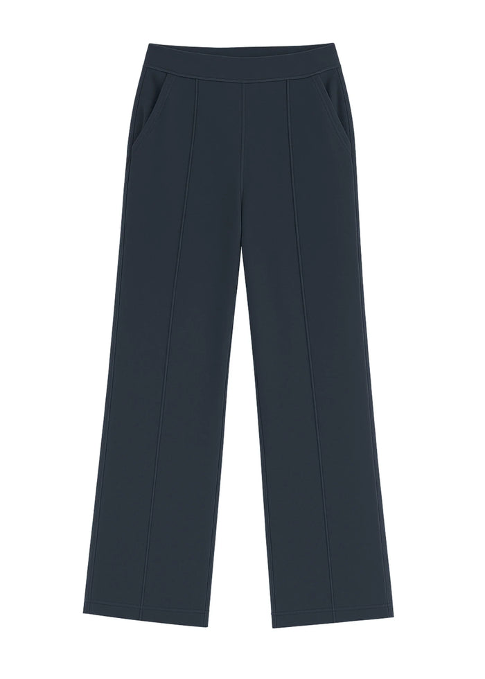 Dark Gray Cotton Wide Flared All-Day Trousers for Women – Comfortable Work & Casual Wear