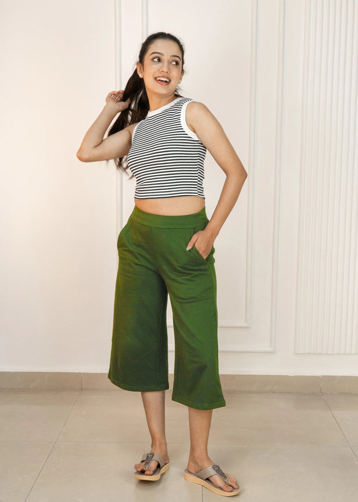 Cotton Regular Fit Low Waist Stretchable Capri