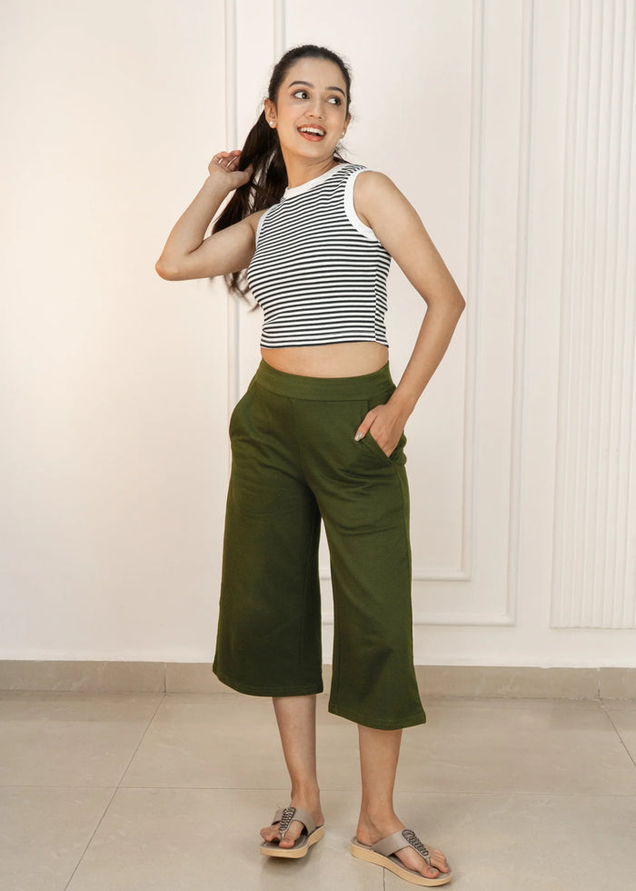 Cotton Regular Fit Low Waist Stretchable Capri