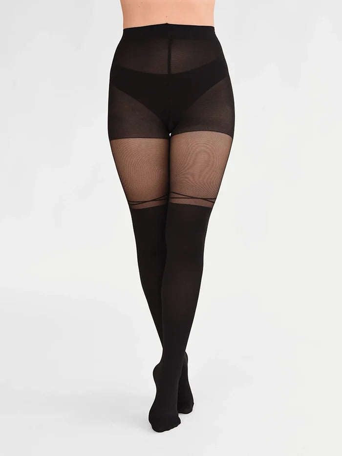 Criss-cross Over-the-Knee Tights in Black
