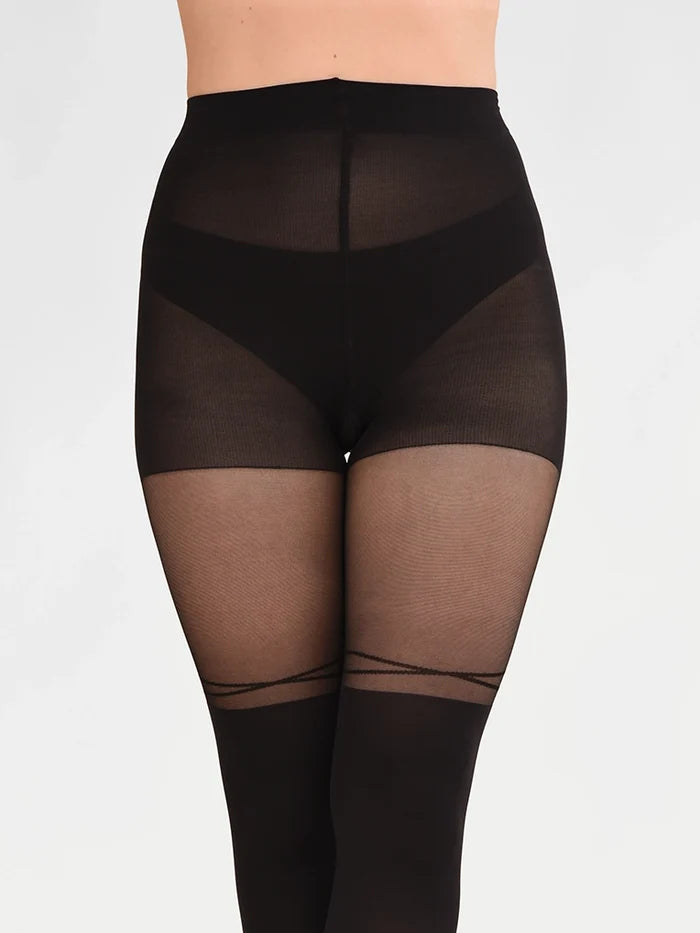 Criss-cross Over-the-Knee Tights in Black