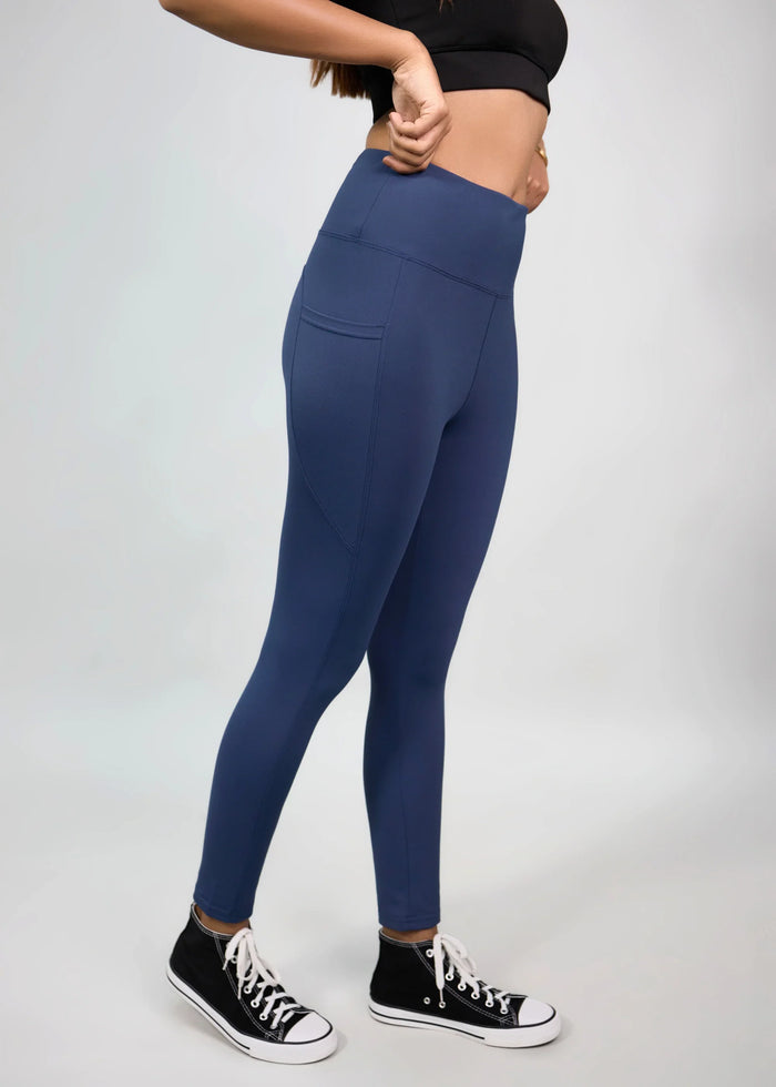 Flurr Women's Blue Deep Pocket Tights