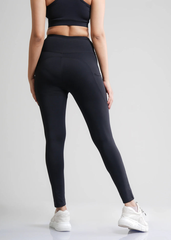 Flurr Women's Black Deep Pocket Tights