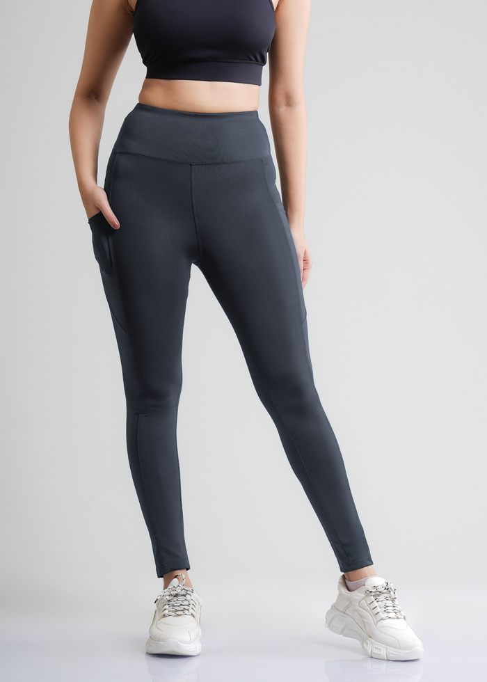 Flurr Women's Slate Gray Deep Pocket Tights