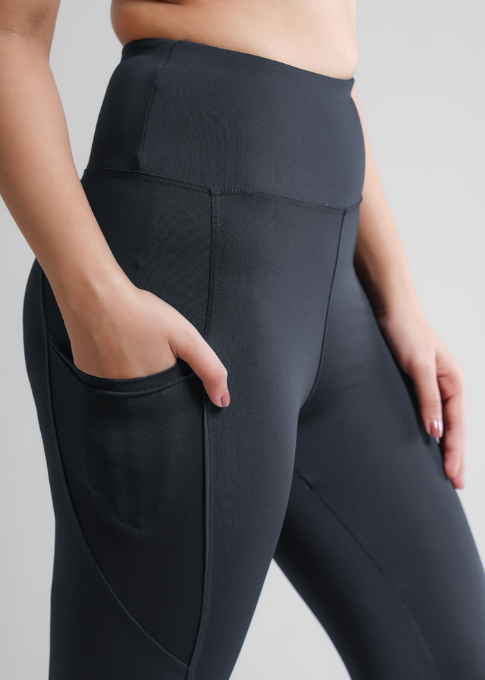 Flurr Women's Slate Gray Deep Pocket Tights