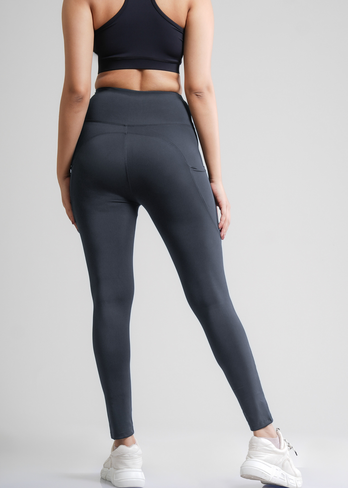 Flurr Women's Slate Gray Deep Pocket Tights