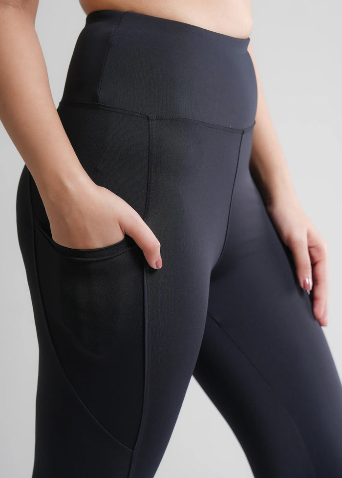 Flurr Women's Black Deep Pocket Tights