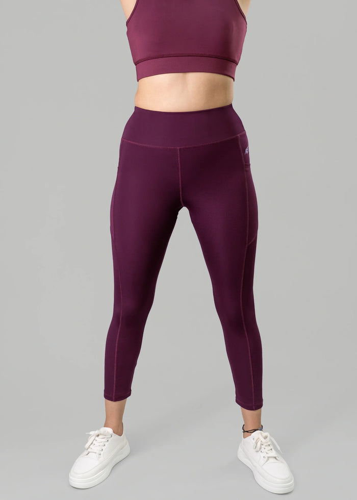 Flurr Women's Wine Deep Pocket Tights