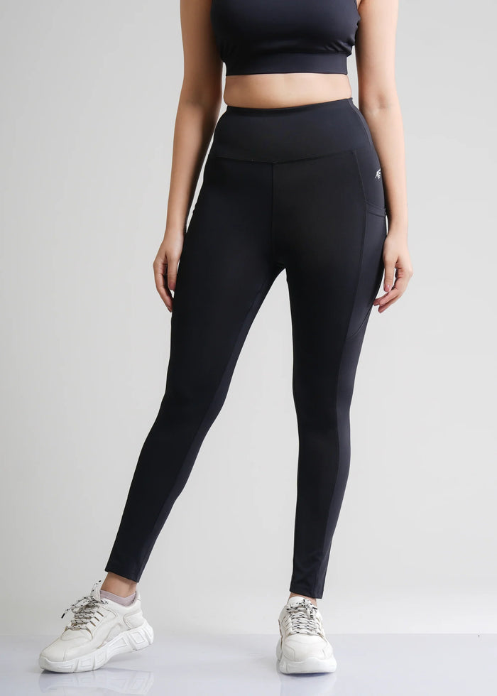Flurr Women's Black Deep Pocket Tights
