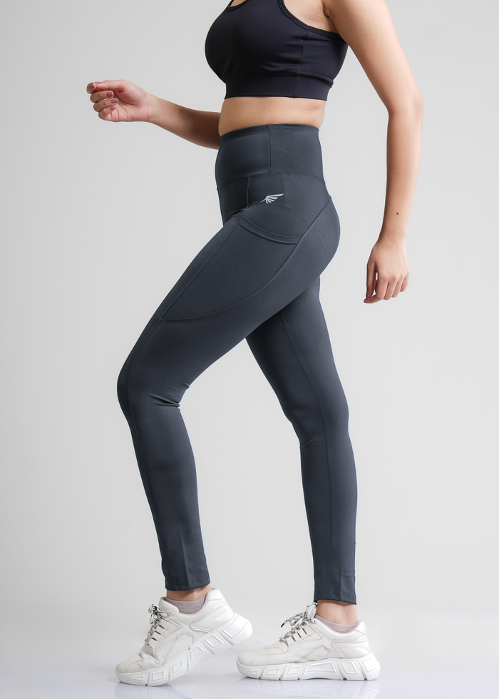 Flurr Women's Slate Gray Deep Pocket Tights
