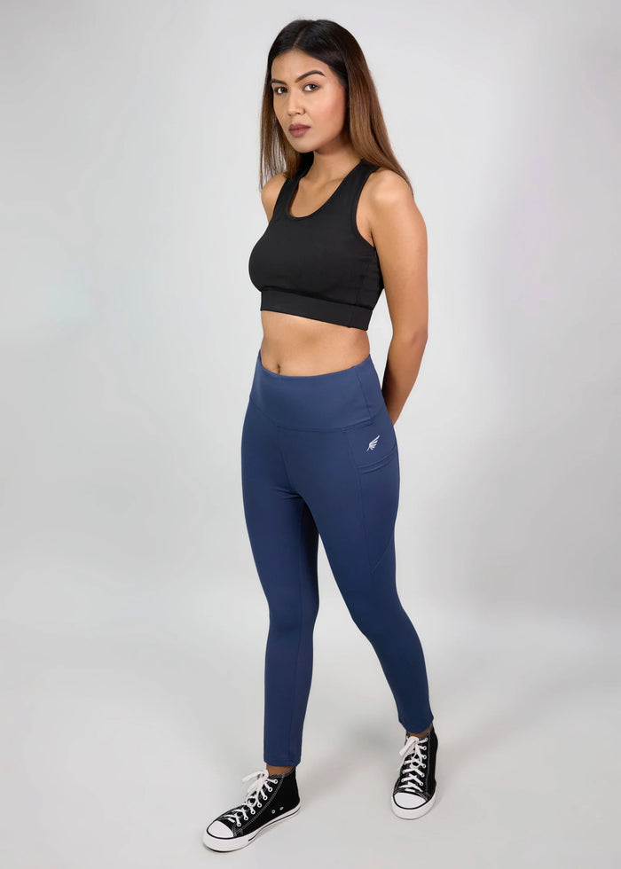 Flurr Women's Blue Deep Pocket Tights