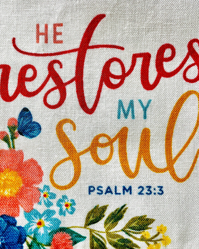 Amanda Bright Designs Faith in God Apron Prayer Thankful Thanks Scripture Restoration Soul Bible Cotton Kitchen Cooking Baking Crafting Crafter Apron Fabric Pattern