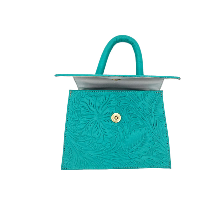 Fiori Celesti Corral Blue Tooled Leather Purse